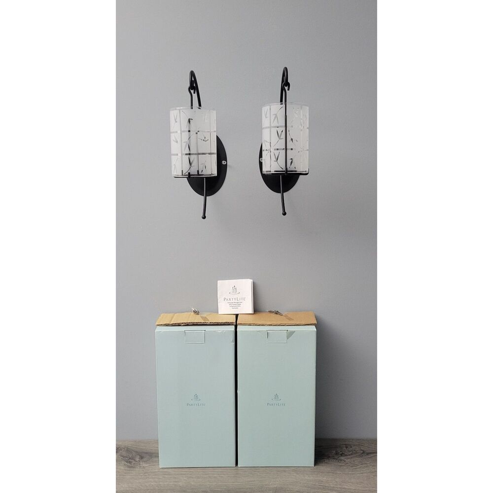PartyLite Retired Set of 2 Bamboo Sconces P7173